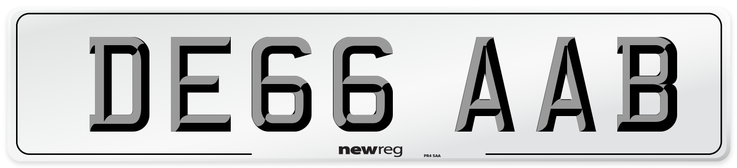 DE66 AAB Number Plate from New Reg